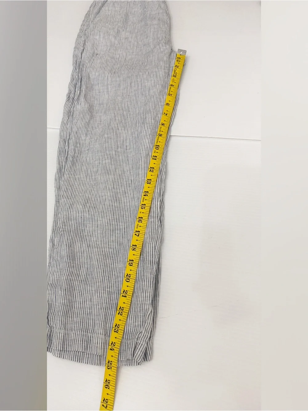 Quince Light Blue Pinstripe Womens Linen Blend Casual Pants - S